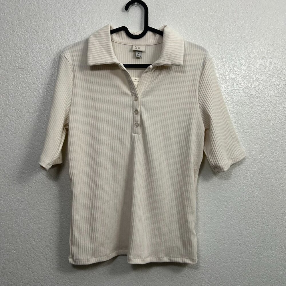 A New Day Ribbed Johnny Collar Polo Shirt